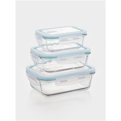 Набор контейнеров, 3 шт.: 410/690/1040 мл, стекло, прозрачный