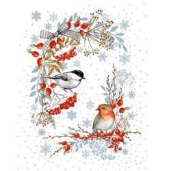 Набор 3 полотенца "Музыка зимы" , рогожка