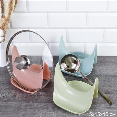 Подставка для крышки и ложки пластик / P-757 /уп 160 / розовая