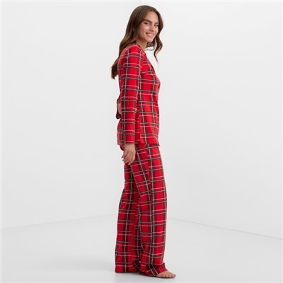 Пижама новогодняя женская (рубашка, брюки) KAFTAN «Клетка», размер 40-42
