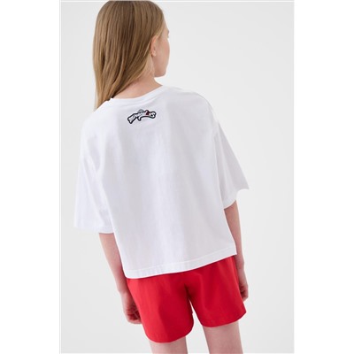 Комплект трикотажный для девочек: фуфайка (футболка), шорты PLAYTODAY, 1241359