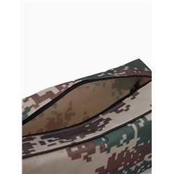 Косметичка на молнии мужская, с ручкой, с принтом, с сеткой, бежевая/зелёная