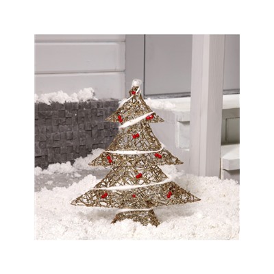 Светодиодная фигура «Ёлка с ягодами» 40×50×10 см, металл, 220 В, свечение тёплое белое