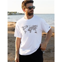 Свободная футболка  с авторским принтом