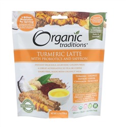 Organic Traditions, Латте с куркумой, пробиотиками и шафраном, 5,3 унц. (150 г)