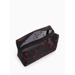 Косметичка женская HEARTS, с рисунком, сетка, на молнии, чёрная