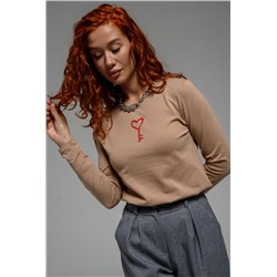 8529/1 футболка с дл.рукавом (Бежевый_ключик)