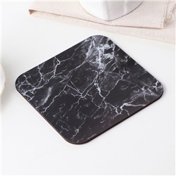 Подставка под горячее квадратная Дорого внимание «Черный мрамор», 15×15 см