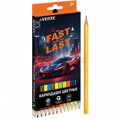Карандаши цветные 24 цв. "Fast Or Last" 2М, диаметр грифеля 2,8 мм, шестигранные