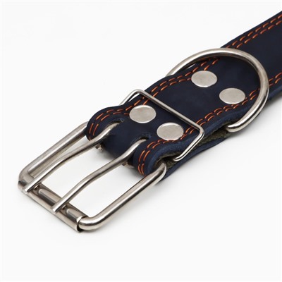 Ошейник комбинированный, безразмерный, 83×4.5 см, ОШ 20-70 см, кожа, брезент, синий