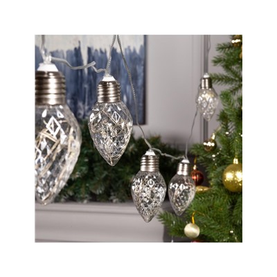 Гирлянда «Нить» 3 м с насадками «Лампочки шишки», IP20, прозрачная нить, 80 LED, свечение белое, 8 режимов, 220 В