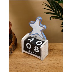 Календарь настольный «Морская звезда», 10.5×5.5×18 см, дерево, золотисто-синий