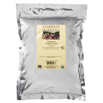 Starwest Botanicals, Органический лемонграсс, измельченный и просеянный, 1 фунт (453,6 г)