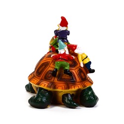 Садовая фигура из полистоуна «Черепаха с гномами», 18×11×14 см, Greengo