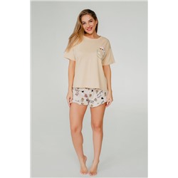 Пижама с шортами домашняя Тигрята бежевый НАТАЛИ, 1062256