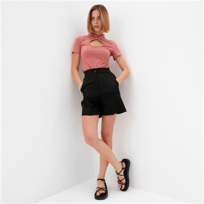 Футболка женская с вырезом MINAKU: Basic line, цвет пыльная роза, размер 44