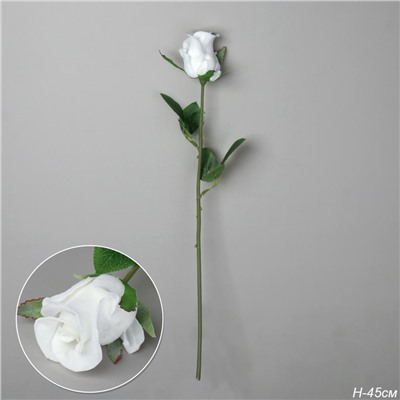 Цветок искусственный Роза 45 см белая / J104-2 /уп 80/480/ латекс