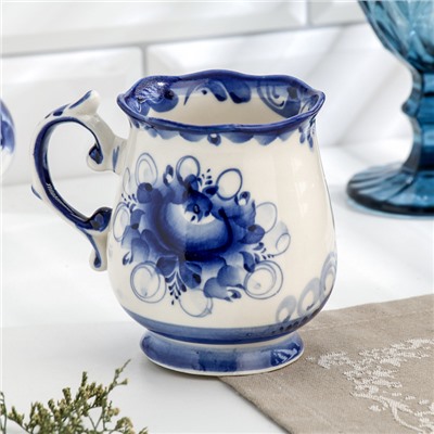 Кружка фарфор гжель «Утро», бело-синий, 11×12 см