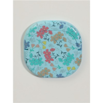 Зеркало карманное «Узор», с подставкой, 8×8 см, голубое