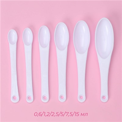 Набор мерных ложек Доляна, 11 шт.: 30/60/80/125/250 мл, 0.6/1.2/2.5/5/7.5/15 мл, пластик, белый