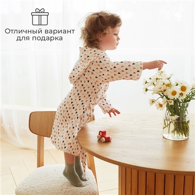 Халат детский муслиновый LoveLife «Сердечки» (5 лет, рост 110-116 см) 100% хлопок, 235 г/м²