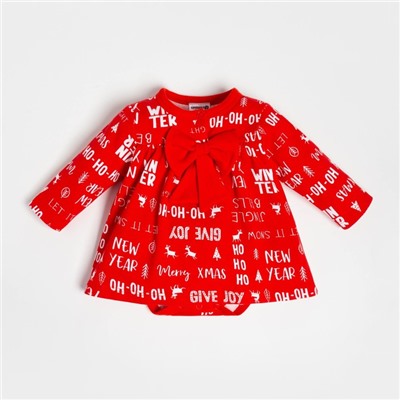 Платье - боди для девочки «Крошка Я» Joy, рост 86-92 см, красное