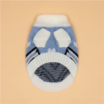 Свитер для животных «Волна», размер S, ДС 23, ОШ 23, ОГ 26-45 см, голубой