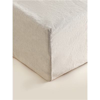 Простыня на резинке евро SL Home Linen collection, 200×200+30 см, серая, полулён