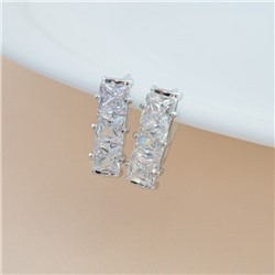 Серьги дорожка ювелирная бижутерия, покрытие посеребрение, вставка: фианиты, цвет: прозрачный, арт.213.605