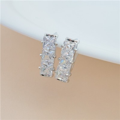 Серьги дорожка ювелирная бижутерия, покрытие посеребрение, вставка: фианиты, цвет: прозрачный, арт.213.605