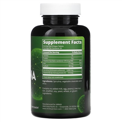 MRM, Spirulina, 180 Vegan Tablets