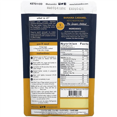 Keto and Co, Banana Caramel, Keto Muffin Mix,  8.8 oz (251 g)