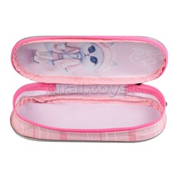 Пенал школьный "Кошечка в пальто" (без наполнения, 20.5х7.5х4 см, микрофибра на ПВХ-основе, молния, сублимационная печать, ПЭТ-пакет).