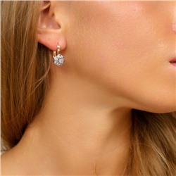 Комплект ювелирной бижутерии Итальянское золото, серьги и кольцо 18,5 р, двойное покрытие позолота и посеребрение, вставка:фианиты, цвет: прозрачный, арт.213.032-18,5