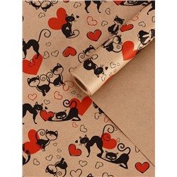 Бумага упаковочная крафт «Ля Мур», черный/красный, 0.72×10 м, 60±5% г