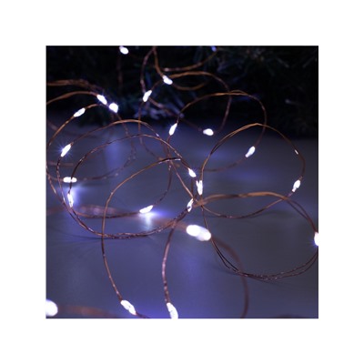 Гирлянда «Нить» 10 м роса, IP20, медная нить, 100 LED, свечение белое, 12 В