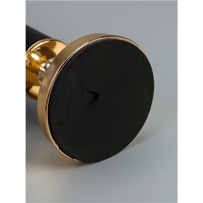 УЦЕНКА Подсвечник металл на 1 свечу «Колонна с кристаллами» чёрный с золотом 36×12×12 см