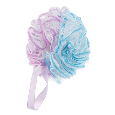 Dewal Beauty Мочалка для тела BCS-70, белая с голубым, фиолетовым, 70 г 21034