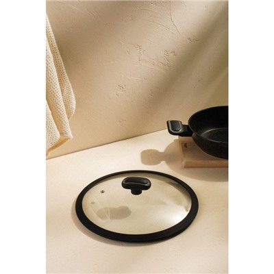 Крышка SL Home, d=28 см, с силиконовым ободком, стекло