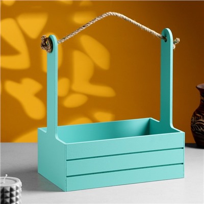 Подарочный ящик «Аром», деревянный, ручка - канат, бирюзовый, набор 3 шт.