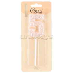 Свеча Цифра, 5 Воздушный жемчуг, на шпажке, Нежно-розовый, Перламутр, 6 см, 1 шт. с держателем