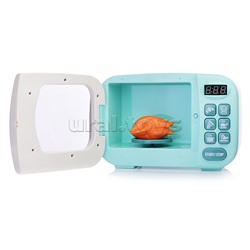 Бытовая техника "Микроволновая печь" на батарейках, с продуктами, бирюзовый, в коробке