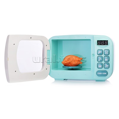 Бытовая техника "Микроволновая печь" на батарейках, с продуктами, бирюзовый, в коробке