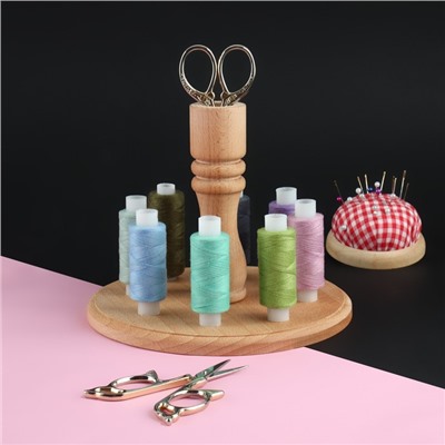 Органайзер-стойка для ниток, деревянная, 8 катушек, h=13 см, d=16 см