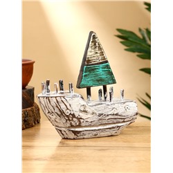 Сувенир «Кораблик», 16×6×17 см, дерево, коричнево-зелёный