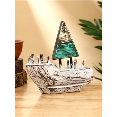 Сувенир «Кораблик», 16×6×17 см, дерево, коричнево-зелёный