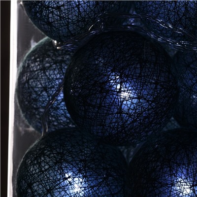 Гирлянда «Нить» 5 м с насадками «Клубки изумрудные», IP20, прозрачная нить, 20 LED, свечение белое, 220 В