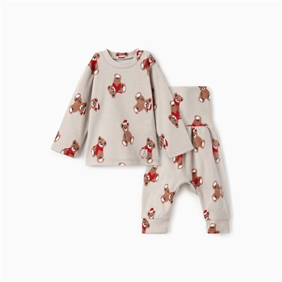 Костюм детский (кофта, штаны) «Крошка Я. Новогодние медвежата», рост 92-98 см