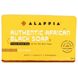 Alaffia, Authentic African Black Soap, Triple Milled Soap, Cold Brew, 5 oz (140 g)