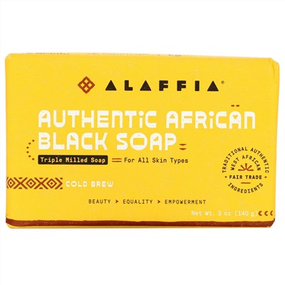 Alaffia, Authentic African Black Soap, Triple Milled Soap, Cold Brew, 5 oz (140 g)